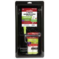 Wooster RR375-4 1/2 Trim Roller Kit, Smooth Surface, Microfiber, White, 4-Piece