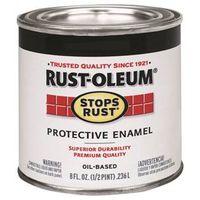 Rust-Oleum Stops Rust 7777730 Enamel Paint, Oil, Satin, Black, 0.5 pt, Can