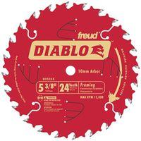 Diablo D0524X Circular Saw Blade, 5-3/8 in Dia, 0.393 in Arbor, 24-Teeth, Carbide Cutting Edge
