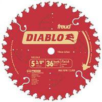 Diablo D0536X Circular Saw Blade, 5-3/8 in Dia, 0.393 in Arbor, 36-Teeth, Carbide Cutting Edge