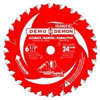 Diablo Demo Demon Amped D0624DA Circular Saw Blade, 6-1/2 in Dia, 5/8 in Arbor, 24-Teeth