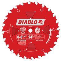 Diablo D0824X Circular Saw Blade, 8 to 8-1/4 in Dia, 5/8 in Arbor, 24-Teeth, Carbide Cutting Edge