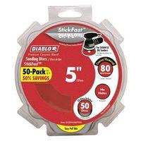 Diablo DCD050080P50G Sanding Disc, 5 in Dia, 80 Grit, Coarse, Ceramic Abrasive, Pressure-Sensitive Adhesive Backing