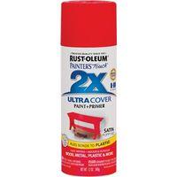 Rust-Oleum Painter's Touch 2X Ultra Cover 334084 Spray Paint, Satin, Poppy Red, 12 oz, Aerosol Can