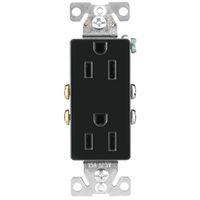 Eaton Wiring Devices 1107-9BK-BOX Duplex Receptacle, PVC, Black, 2-Pole, 15 A, 125 V, Back, Side Wiring, NEMA: 5-15R