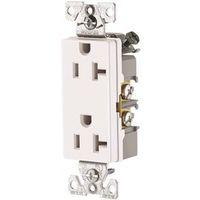 Arrow Hart 6352 6352W-BU Duplex Receptacle, 2 -Pole, 20 A, 125 V, Back, Side Wiring, NEMA: 5-20R, White