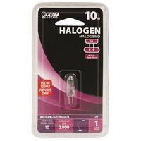 Feit Electric BPQ10T3 Halogen Bulb, 1-1/4 in H Dimensions, 10 W, G4 Lamp Base, JC T3 Lamp, 3000 K Color Temp