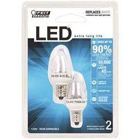 Feit Electric BPC7/LED LED Lamp, Decorative, C7 Lamp, E12 Lamp Base, Clear, White Light, 3500 K Color Temp