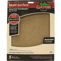 Gator 4444 Sanding Sheet, 9 in L, 11 in W, 60, 100, 150, 220 Grit, Coarse/Extra Fine/Fine/Medium
