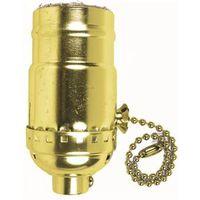 Jandorf 60411 Pull Chain Lamp Socket, 3-Way, 250 V, 250 W, Brass Housing Material, Yellow