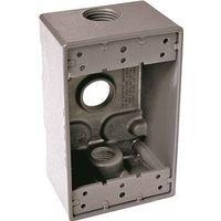 Hubbell 5324-0 Weatherproof Box, 18.3 cu-in, 3-Outlet, 1-Gang, Powder-Coated, Aluminum, Gray