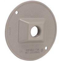 Hubbell 5193-0 Cluster Cover, 4-1/8 in Dia, 4-1/8 in W, Round, Metal, Gray, Powder-Coated