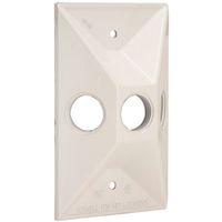 Hubbell 5189-6 Cluster Cover, 4-19/32 in L, 2-27/32 in W, Rectangular, Zinc, White, Powder-Coated