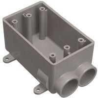 Carlon E982EFN-CTN Switch Box, 1-Gang, 2-Outlet, PVC, Gray, 3/4 in Hub