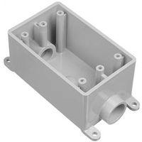 Carlon E981FFN-CTN Switch Box, 1-Gang, 2-Outlet, PVC, Gray, 1 in Hub