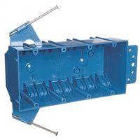 Carlon B455A-UPC Outlet Box, 4 -Gang, PVC, Blue, Bracket Mounting