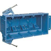 Carlon BH464A Outlet Box, 4 -Gang, PVC, Blue, Nail Mounting