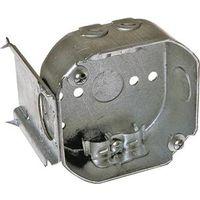 Southwire 54151-JR-UPC Octagon Box, 4 in OAW, 1-1/2 in OAD, 6-Knockout, Steel Housing Material, Silver, Galvanized