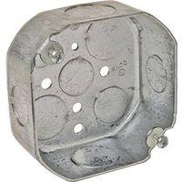 Southwire 54151-S-UPC Octagon Box, 4 in OAW, 1-1/2 in OAD, 9-Knockout, Steel Housing Material, Silver, Galvanized