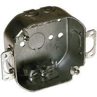 Southwire 54151-OWR-UPC Octagon Box, 4 in OAW, 1-1/2 in OAD, 5-Knockout, Steel Housing Material, Silver, Galvanized