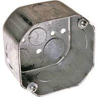 Southwire 54171-S-UPC Octagon Box, 4 in OAW, 2-1/8 in OAD, 9-Knockout, Steel Housing Material, Silver, Galvanized
