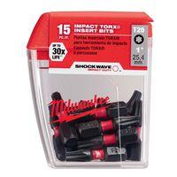Milwaukee SHOCKWAVE 48-32-5011 Insert Bit, T20 Drive, Torx Drive, 1/4 in Shank, Hex Shank, 1 in L, S2 Steel