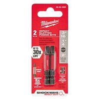 Milwaukee SHOCKWAVE 48-32-4920 Power Bit, 3/16, 1/4 in Drive, Slotted Drive, 1/4 in Shank, Hex Shank, 2 in L