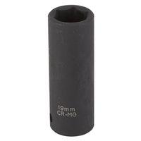 Vulcan MT6580217 Deep Impact Socket, 19 mm Socket, 1/2 in Drive, Deep Drive, 6-Point, Chrome Molybdenum Steel