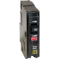 Square D QO QO120CP Circuit Breaker, Mini, 20 A, 1 -Pole, 120/240 VAC, 48 VDC, Fixed Trip, Plug Mounting