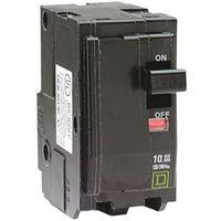 Square D QO QO220CP Circuit Breaker, Mini, 20 A, 2-Pole, 120/240 VAC, 48 VDC, Plug, Black