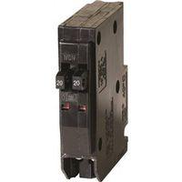Square D QO QO2020CP Circuit Breaker, Mini, Tandem, 20 A, 1-Pole, 120/240 V, Plug, Black