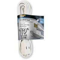 PowerZone OR660612 Extension Cord, 16 AWG Cable, 12 ft L, 125 V, White