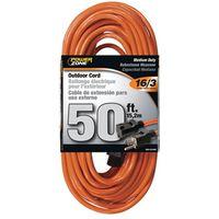PowerZone OR501630 Extension Cord, 16 AWG Cable, 5-15P Grounded Plug, 5-15R Grounded Receptacle, 50 ft L, 125 V