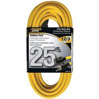 PowerZone OR500825 Extension Cord, 12 AWG Cable, 25 ft L, 125 V, Yellow