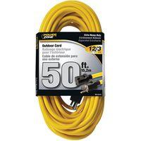 PowerZone OR500830 Extension Cord, 12 AWG Cable, 50 ft L, 125 V, Yellow