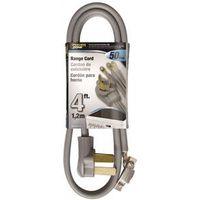PowerZone ORR628104 Power Supply Range Cord, 6 8 AWG Cable, 4 ft L, 50 A, 250 V, Gray