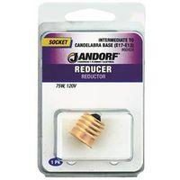 Jandorf 60424 Socket Reducer, E17 Intermediate to E12 Candelabra Base, 75 W, Brass, Gloss