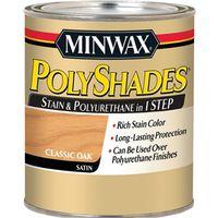 Minwax 61370444 Waterbased Polyurethane Stain, Satin, Liquid, Classic Oak, 1 qt, Can