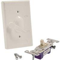 Hubbell 5121-1 Toggle Cover, 4-39/64 in L, 2-53/64 in W, Metal, White, Powder-Coated