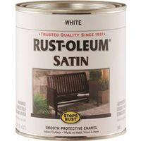 Rust-Oleum 7791502 Enamel Paint, Satin, White, 1 qt, Can, 60 to 100 sq-ft/qt Coverage Area