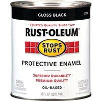Rust-Oleum Stops Rust 7779504 Enamel Paint, Oil, Gloss, Black, 1 qt, Can, 50 to 90 sq-ft/qt Coverage Area
