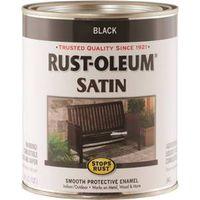 Rust-Oleum 7777502 Enamel Paint, Satin, Black, 1 qt, Can, 60 to 100 sq-ft/qt Coverage Area