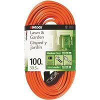 Woods 0724 Extension Cord, 16 AWG Cable, 100 ft L, 10 A, 125 VAC, Orange