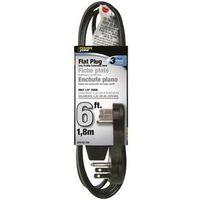 PowerZone OR932606 Extension Cord, 16 AWG Cable, 5-15P Grounded Plug, 5-15R Grounded Receptacle, 6 ft L, 125 V