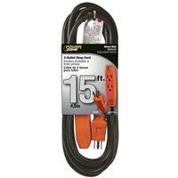 PowerZone OR890715 Extension Cord, 14 AWG Cable, 5-15P Grounded Plug, 5-15R Grounded Receptacle, 15 ft L, 125 V