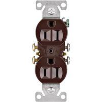 Eaton Wiring Devices 270B Duplex Receptacle, PVC, Brown, 2-Pole, 15 A, 125 V, Push-in, Side Wiring, NEMA: 5-15R