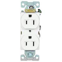 Eaton Wiring Devices BR15W Duplex Receptacle, Nylon/PVC, White, 2-Pole, 15 A, 125 V, Back, Side Wiring, NEMA: 5-15R