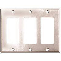 Eaton 2163W-BOX Wallplate, 4-1/2 in L, 3-3/8 in W, 3-Gang, Thermoset, White, High-Gloss