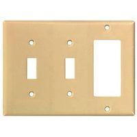 Eaton Wiring Devices 2173V-BOX Combination Wallplate, 4-1/2 in L, 6-3/8 in W, Standard, 3-Gang, Thermoset, Ivory