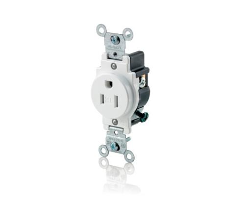 SINGLE TR OUTLET 15A WHT